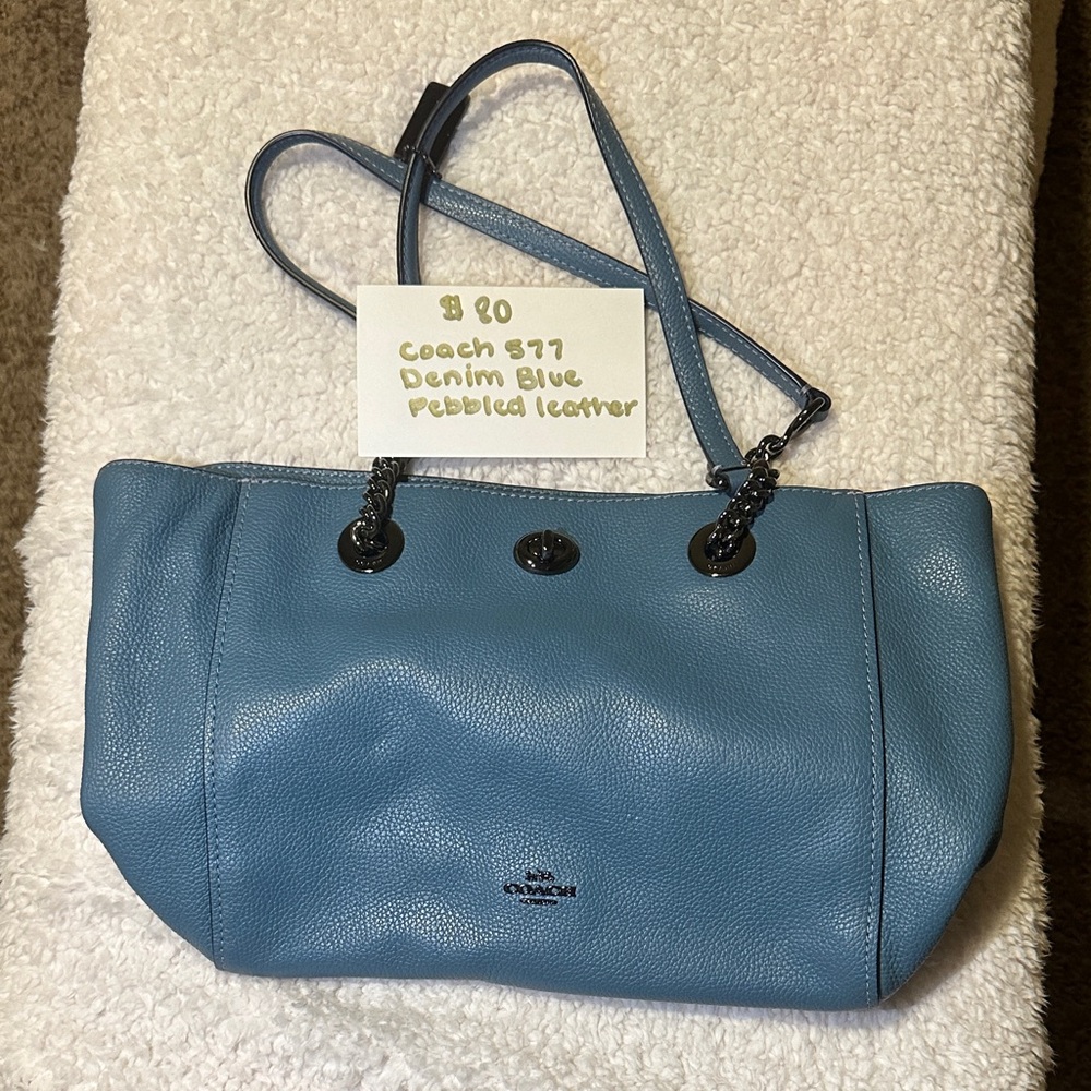 Coach Sky Blue Leather Shoulder Bag